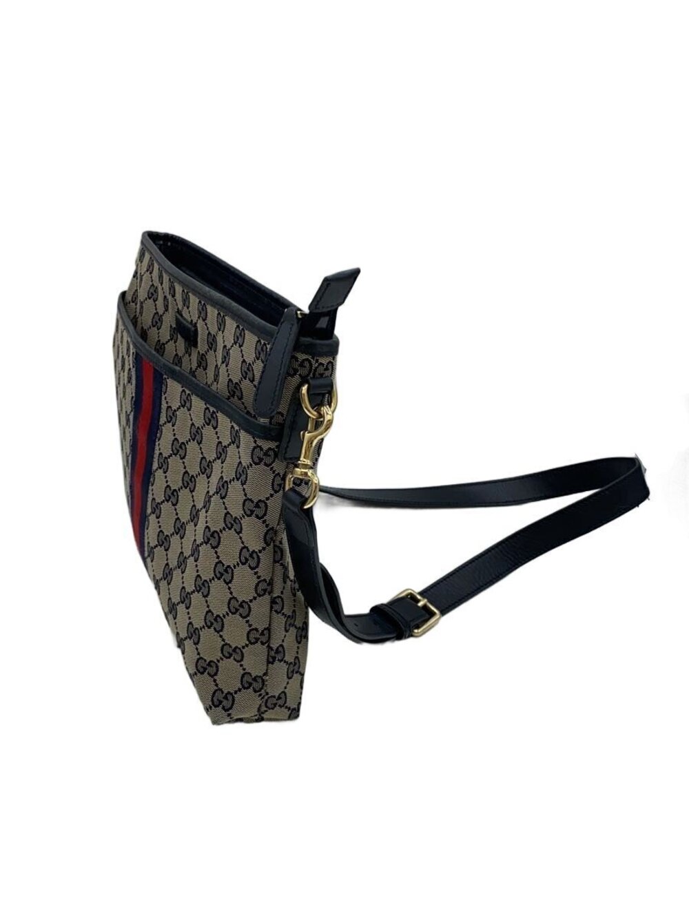 Gucci bag GG messenger flat canvas Web Black